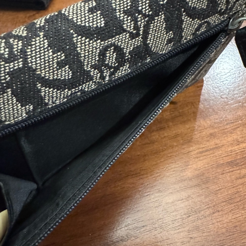 Dior Monogram Canvas Flap Wallet in Black & Beige - Picture 7 of 7